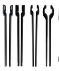 Six Type Tong Bundle Set For Blacksmith Beginners DIY Rapid Tongs With 6 Tong Blanks And 7 Stainless Steel Rivets displayed