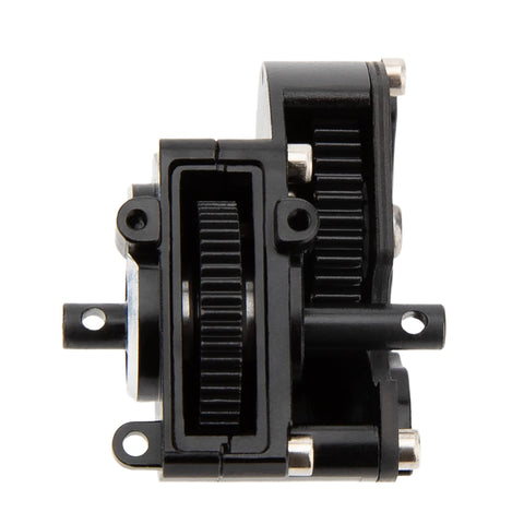 Brushless Transmission Aluminum Gearbox For 1/24 Axial SCX24 RC Crawler Black side view of aluminum housing with gears