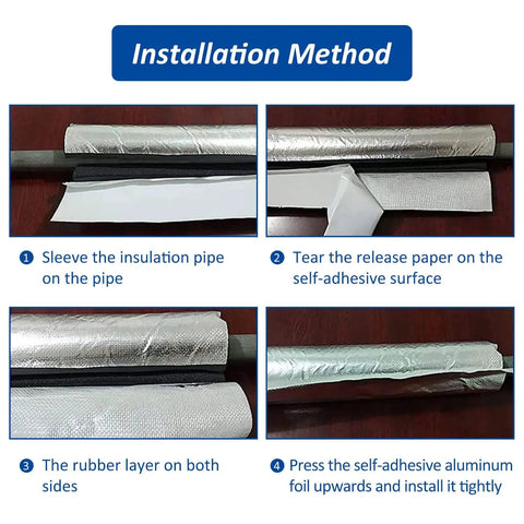 Installation steps for Foam Pipe Insulation Kit With Self Adhesive Foam Wraps, Six Pieces Of Three Quarter Inch ID Tubes
