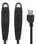 Heavy Duty Indoor and Outdoor Extension Cord 15 Feet, 16 Gauge 3 Wire, Three Outlets UL Listed Black Power Cable