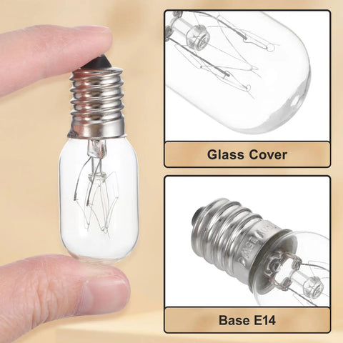 E14 Edison Fridge Bulbs Featuring Retro Tungsten Filament Emit A Legit Warm Yellow Glow Perfect For Microwave Ovens And Wine Coolers This Solid 15 Watt 3 Pack Adds Fire To Your Kitchen Appliances Daily, glass bulb held in hand.
