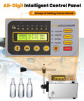 2-118 Oz Liquid Filler Machine With Anti Drip Nozzle Diaphragm Pump And Digital Control display showing presets and settings