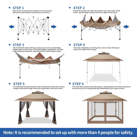 Pop Up Gazebo Canopy Tent 12x12 Portable Instant Setup With One Push Locking System Assembly Instructions