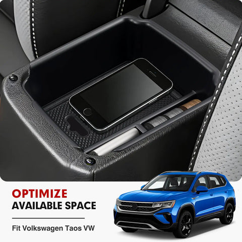 Center Console Organizer For Taos And Tiguan 2022 To 2026 And 2018 To 2024 Daily Driver Must Have Armrest Storage Box with phone and pen