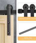 Heavy Duty 6.6ft Sliding Barn Door Hardware Kit Black For 1 3 8 Inch To 1 3 4 Inch Doors with premium sliding pulleys