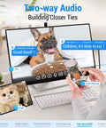 Game Changing Automatic Cat Feeder With 1080P Camera And Night Vision 5G Wifi Smart Dog Food Dispenser, showing pet interaction on devices.