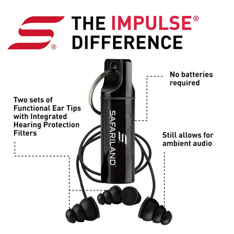 Pro Impulse Hearing Protection In Ear Plugs With Keychain Storage Case For Firing Range, Shooting And Hunting