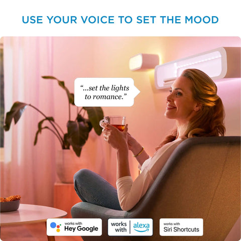Motion Activated A21 Daylight LED Smart Bulb You Can Control With Your Voice Or App Hands Free, woman using voice control