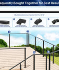 Badass Eight Foot Black Aluminum Handrail With Hella Tough Powder Coated Finish And All The Mounting Hardware You Gonna Need Plus Smooth Nylon Ends For Outdoor Decks, showing connectors for installation.