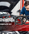 Two Piece Built Tough Brake Booster Vacuum Hose Kit With Clamps 36 Inch hoses and clamps shown in vehicle engine bay for universal replacement.