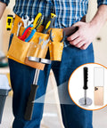 35 Lb Magnetic Pickup Tool Telescoping Wand With Upgraded Pole For Nails, Screws And Metal, shown in tool belt with black handle