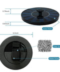 Solar Powered Bird Bath Fountain Pump For Backyard Birds, Floating 6.3-Inch Unit With 7V 1.4W Panel, product dimensions diagram