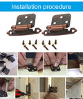 Installation of 10 Piece Soft Close Cabinet Hinges Semi Concealed For Flush Mount Doors in various stages.