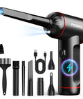 Rechargeable Cordless Air Duster With LED Light 100000 RPM 3 Gear Adjustable Airflow Powerful Desktop Computer Keyboard And Electronics Cleaning Blower