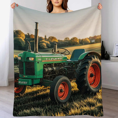 Farm Tractor Flannel Throw Blanket 60 By 80 Inches Extra Soft Cozy And Lightweight Plush Throw For Couch Bed Sofa Oversized Camping