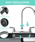 Kickass Tool Free Rv Kitchen Faucet Featuring Flexible Spout And Lightweight Abs Construction Built For Campers Motorhomes And Travel Trailers showing two function sprayer and high pressure spout.