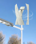 100W 12V Vertical Axis Wind Turbine Kit With 3 Blades And Controller Permanent Magnet Levitation Generator installed on pole