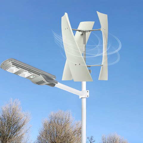 100W 12V Vertical Axis Wind Turbine Kit With 3 Blades And Controller Permanent Magnet Levitation Generator installed on pole