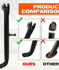 Upgraded Kickstand for 50cc 2Stroke Dirt Bikes for Kids and Adults Adjustable Beefy Heavy Duty Aluminum Alloy Side Stand for E Bikes Safe Parking Stable Stance on Trails and Gravel shown with comparison