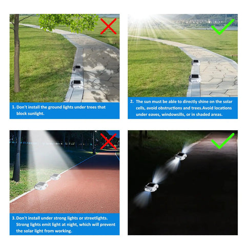 Solar Powered LED Deck Lights 6 Pack No Fuss Setup For Driveways Pathways Steps Docks And Gardens IP68 Waterproof Blue Lighting Installation Guide