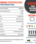 Technical specifications of Horizontal Triplex Plunger Pressure Washer Pump 1 Inch Shaft 4000 PSI Three Point Five GPM Heavy Duty Replacement