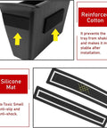 Ram 1500 Door Side Organizer Tray 4 Piece Set with White Line Mats, reinforced cotton and silicone mat details, 2019-2026 LHD models.