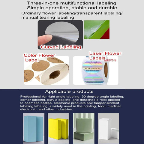 Straight Up Durable Corner Sealing Labeling Machine, semi automatic right angle applicator for varied packaging labels.