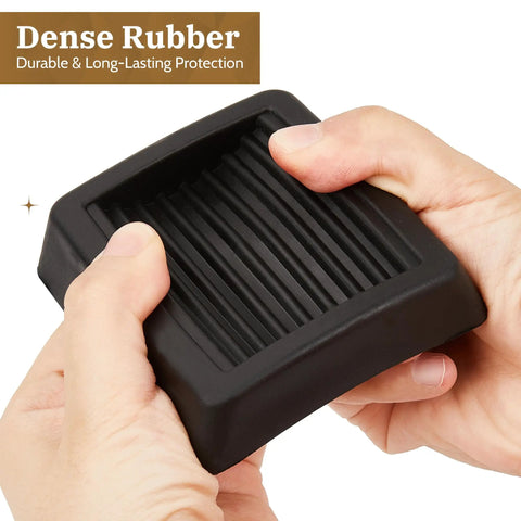 Close-up of hands holding Non Slip Rubber Furniture Caster Cup Three Inch By Three Inch Square Black Floor Protector showing dense rubber grip