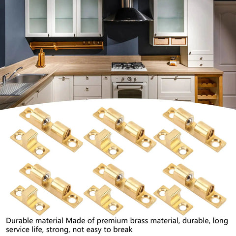 Cabinet Door Catch Brass Ball Tension Latch Set Adjustable Double Ball Design With Gold Screws For Cabinets 60mm Size