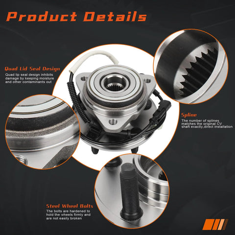 Front Wheel Bearing And Hub Assembly Fits Ford Ranger 2009 2011 And Mazda B4000 2003 2010 4WD 5 Lugs With ABS - OE Replacement