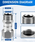 360 Degree Swivel Pressure Washer Fittings M22 14mm Thread 5000 PSI Universal Connectors For Hassle Free Hose Maneuvering And No Kinks Two Pack Ideal For Home And Professional Cleaning Tasks, dimension diagram showing 2-inch fitting