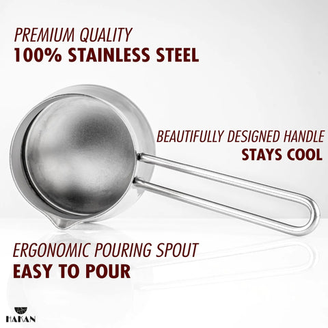 Go-To Turkish Coffee Pot Cezve Ibrik Briki Stainless Steel Stove Top Pot For Turkish Arabic Greek Brews Milk Warmer Chocolate Melting Pot With Spout Chai Pot 16.9 Oz (500 Ml) with ergonomic spout and cool handle