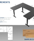 Rock Solid U Shaped Standing Desk Converters 83 By 60 Inches Black Sit Stand Converter specifications and measurements diagram.