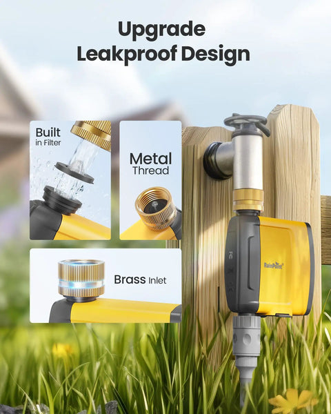 WiFi Water Timer For Sprinklers With Brass Inlet, Requires TWG004WRF WiFi Hub, 2.4GHz Only, Model TTV103WRF with leakproof design