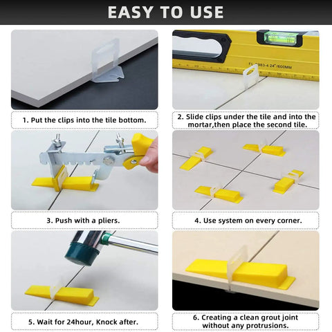 One Sixteenth Inch Tile Leveling Clips Kit With 2000 Pieces Leveling System Spacers step-by-step installation guide