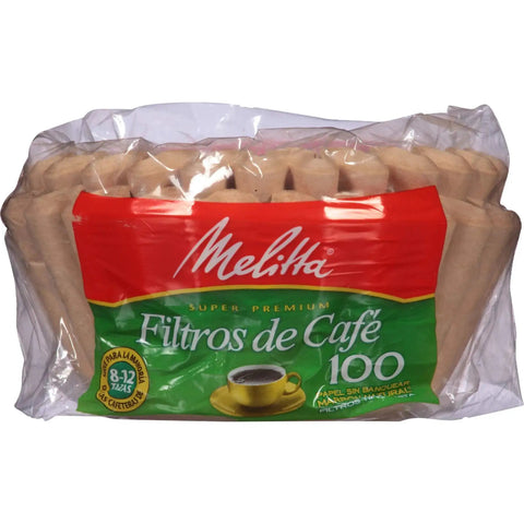 Basket Coffee Filters Natural Brown Unbleached 100 Count, Top Notch Textured Paper in plastic packaging