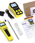 4 Gas Monitor With Pump For Confined Spaces, O2 CO H2S LEL Sensors, USB Rechargeable, NIST Calibration Certificate, USA QA Tested