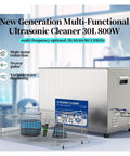 Heavy Duty 800W Ultrasonic Cleaner With Multi Frequency Tank And Digital Timer That Scraps Away Stubborn Gunk Without Breaking A Sweat And Leaves Your Auto Parts Looking Crisp Daily with a 30L tank and various beakers.