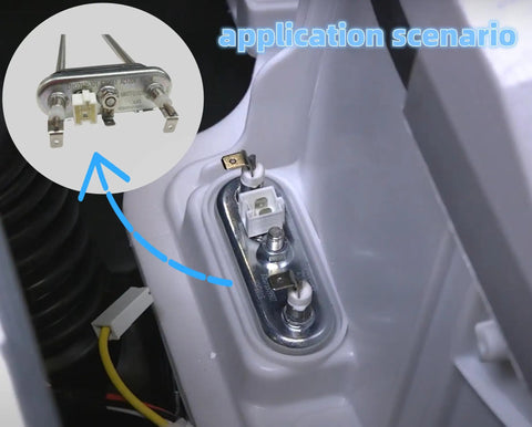 Washer Heating Element With Thermistor Assembly 120V 1000W Replacement Part for LG Washers Easy Install Compatible With WM2277HW01 WM2501HVA installed in washer tub