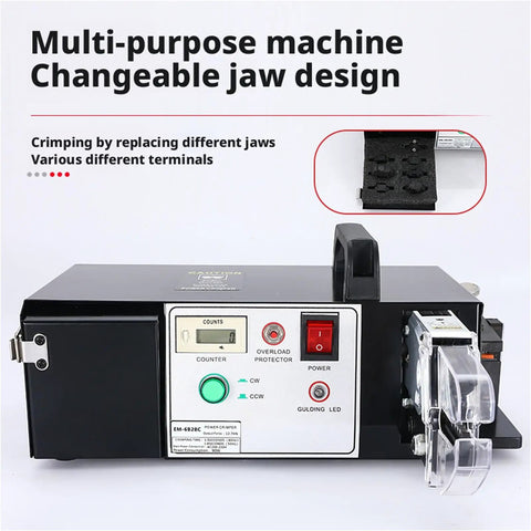 HCZKIUJ Electric Wire Stripping And Crimping Machine With 7 Die Sets For Cold Terminals, multi-purpose design with control panel.