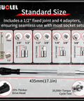 Offset Drill Extension Wrench With Four Socket Adapters And Half Inch Fixed Joint, Impact Wrench Extender For Tight Spaces