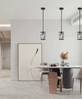 Modern Crystal Pendant Lights 3 Pack Matte Black Finish Hanging Fixtures With Clear Faceted Crystals For Living Room Kitchen And Hallway Totally Chic Contemporary Chandelier Lighting Set above dining table