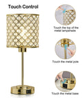 Crystal Touch Control Table Lamps With USB-C And USB-A Charging Ports, Dimmable Nightstand Lights Set Of 2 In Gold Elegant Shade showing touch features