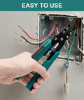 All In One Wire Crimping Tool For 10 22 AWG Insulated And Bare Wires And Heat Shrink used on electrical outlet