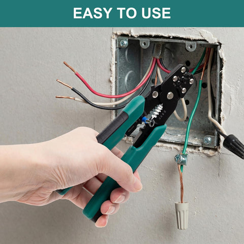 All In One Wire Crimping Tool For 10 22 AWG Insulated And Bare Wires And Heat Shrink used on electrical outlet