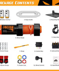 Package contents of 12V 3500Lbs Waterproof Electric Winch Kit For ATV UTV And Truck With Synthetic Rope including remote and controls