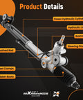 Heavy Duty Hydraulic Power Steering Rack And Pinion 22 1014 Direct Fit For Chevy Trailblazer Trailblazer EXT SSR GMC Envoy Envoy XL Buick Rainier Oldsmobile Bravada Isuzu Ascender Saab 9-7x showing toothed rod, hydraulic line and boots