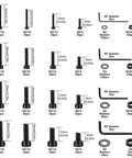 1274 Pcs Metric Screw Set M2 M3 M4 M5 With Hex Socket Head Cap Screws Nuts Washers And Bolts, 12.9 Carbon Steel Beefy Heavy Duty Machine Screw Kit, All In One Metric Bolts And Nuts Set Includes 4 Spanners diagram with items labeled.