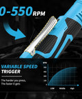 Cordless 16.8V 3/8 Inch Drive Ratchet Wrench Set With 550 RPM Variable Speed showing variable speed trigger
