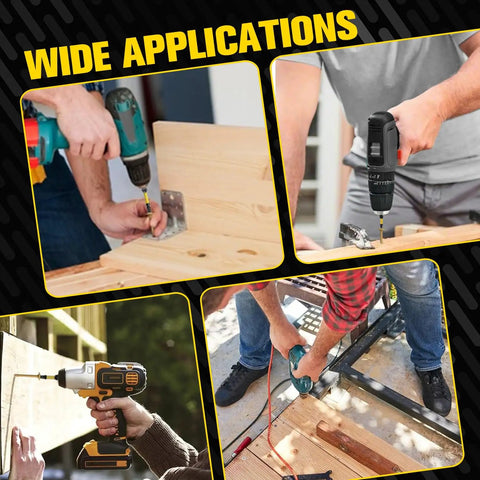 Wide applications of Yellow 14 By 4 Inch Structural Wood Screws being used in various outdoor and thick lumber projects.